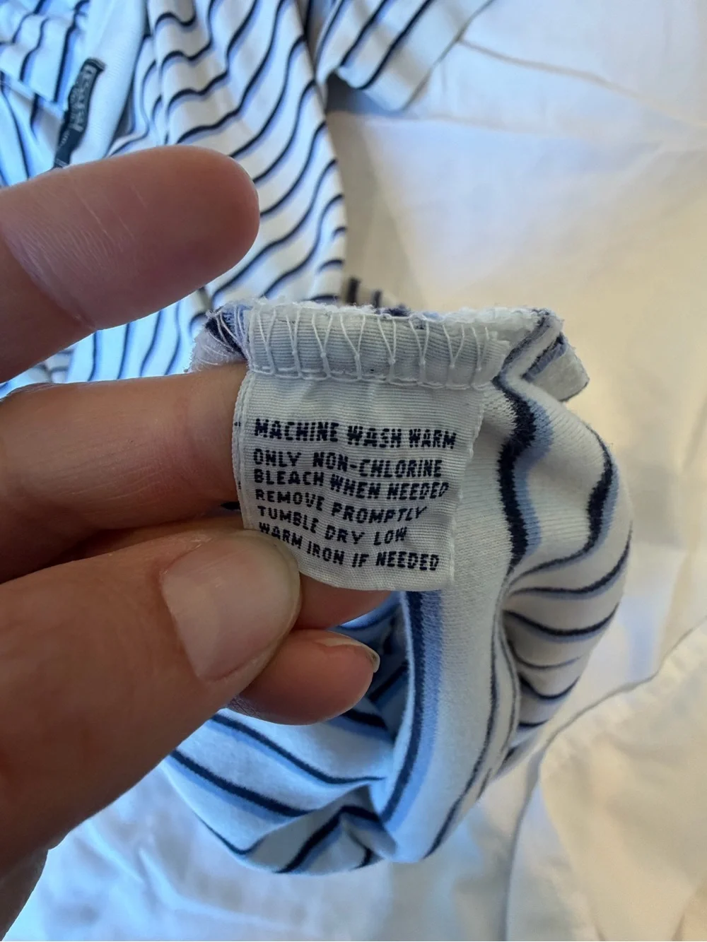 Vintage Polo by Ralph Lauren White Navy Striped Polo Shirt | 100% Cotton